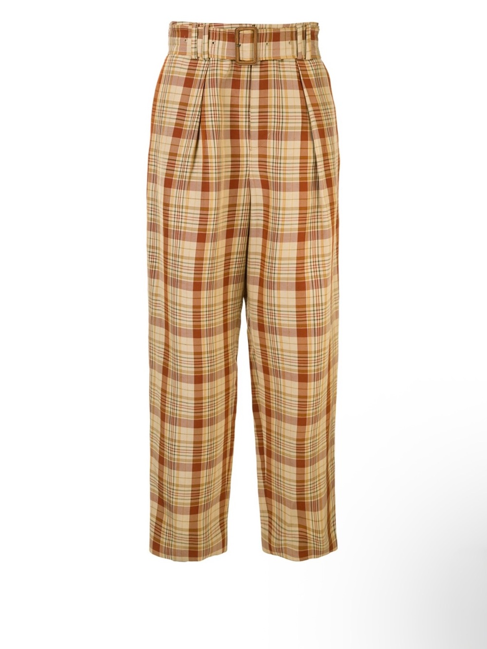 Tomorrowland belted waist trousers Plaid Pleated Pants Adjustable Waist 30 S